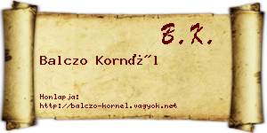 Balczo Kornél névjegykártya